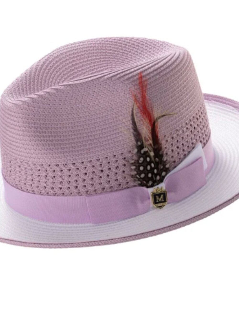 Lavender and White Two-Tone Ventilated Fedora Hat by Montique.  H-94